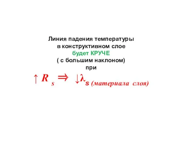 Линия падения температуры в конструктивном слое будет КРУЧЕ ( с