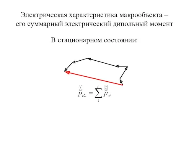 Электрическая характеристика макрообъекта – его суммарный электрический дипольный момент В стационарном состоянии: