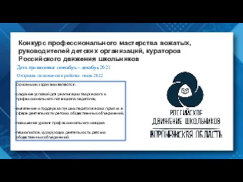 Конкурс профессионального мастерства вожатых, руководителей детских организаций, кураторов Российского движения