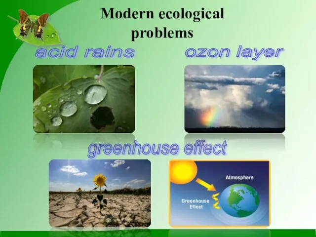 Modern ecological problems greenhouse effect acid rains ozon layer