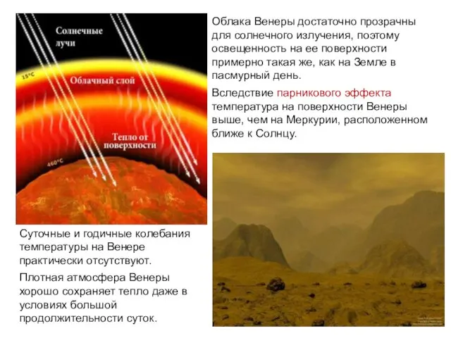 Облака Венеры достаточно прозрачны для солнечного излучения, поэтому освещенность на