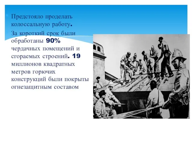 Предстояло проделать колоссальную работу. За короткий срок были обработаны 90% чердачных помещений и