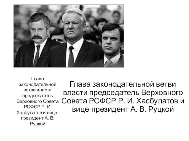 Глава законодательной ветви власти председатель Верховного Совета РСФСР Р. И.