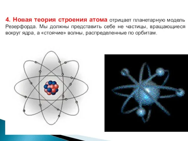 4. Новая теория строения атома отрицает планетарную модель Резерфорда. Мы