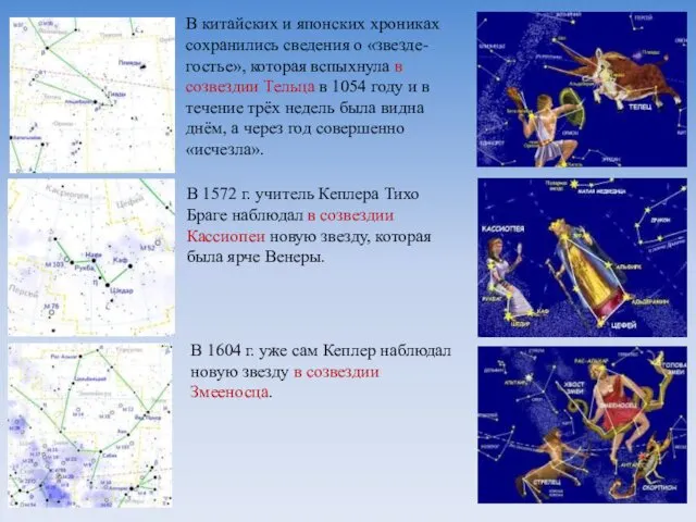 В 1572 г. учитель Кеплера Тихо Браге наблюдал в созвездии