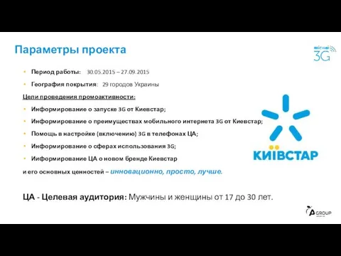 Параметры проекта Период работы: 30.05.2015 – 27.09.2015 География покрытия: 29