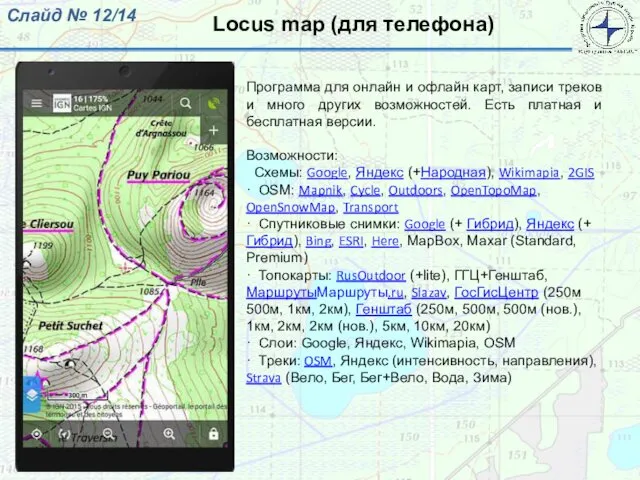 Locus map (для телефона) Слайд № /14 Программа для онлайн