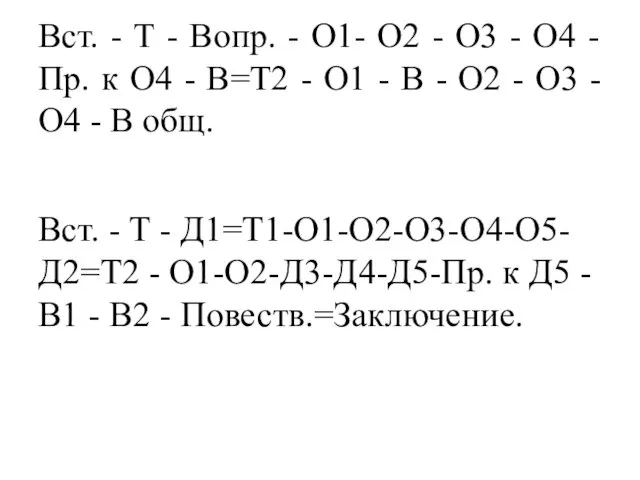 Вст. - Т - Вопр. - О1- О2 - О3