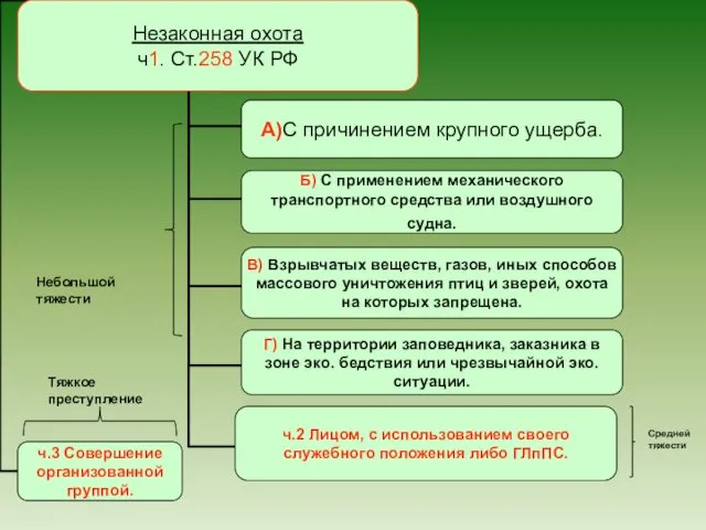 Тяжкое преступление Небольшой тяжести Средней тяжести