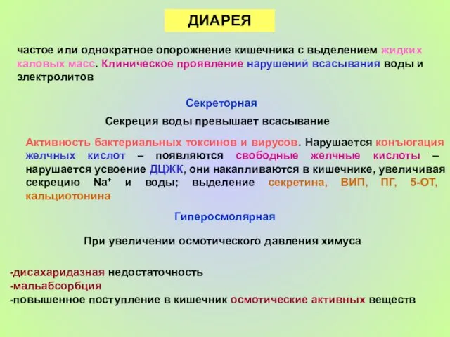 ДИАРЕЯ частое или однократное опорожнение кишечника с выделением жидких каловых