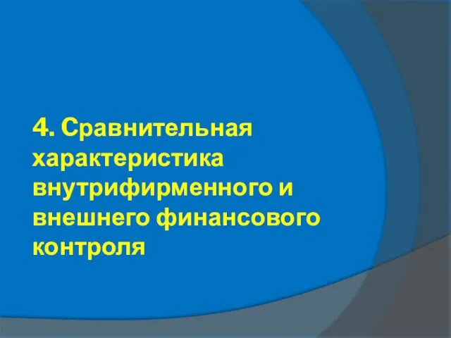 4. Cравнительная характеристика внутрифирменного и внешнего финансового контроля