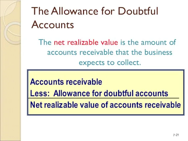 The Allowance for Doubtful Accounts The net realizable value is