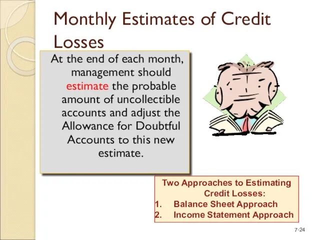 Monthly Estimates of Credit Losses At the end of each