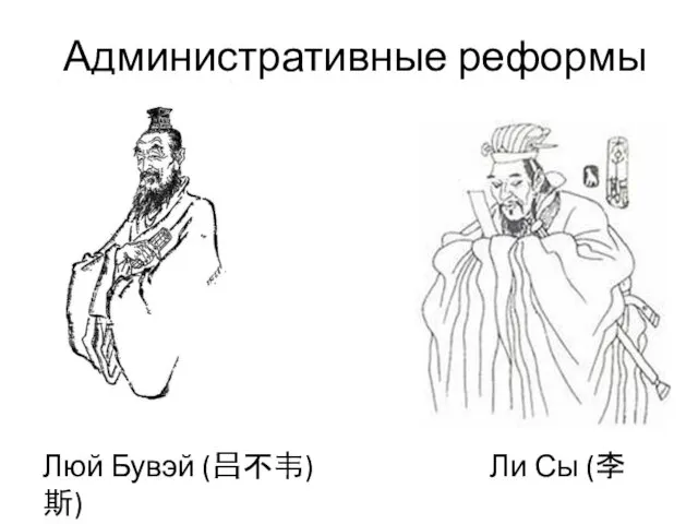 Административные реформы Люй Бувэй (吕不韦) Ли Сы (李斯)