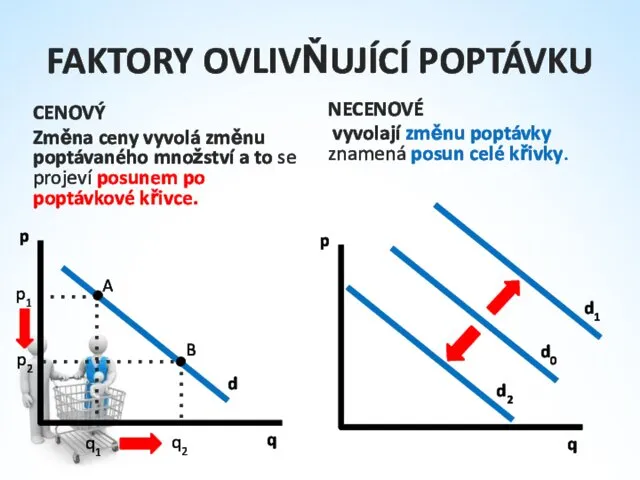 FAKTORY OVLIVŇUJÍCÍ POPTÁVKU CENOVÝ Změna ceny vyvolá změnu poptávaného množství