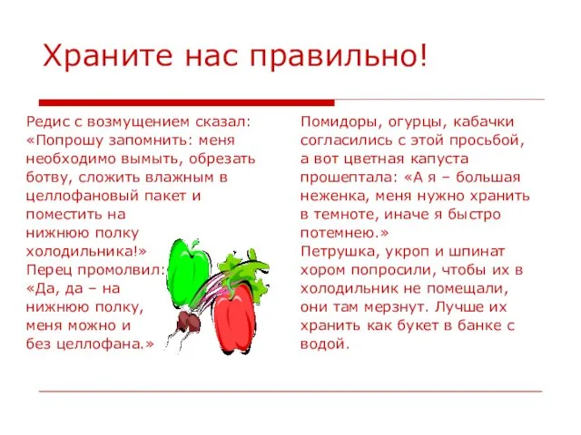 Храните нас правильно! Редис с возмущением сказал: «Попрошу запомнить: меня