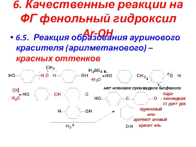 6. Качественные реакции на ФГ фенольный гидроксил Ar-OH 6.5. Реакция