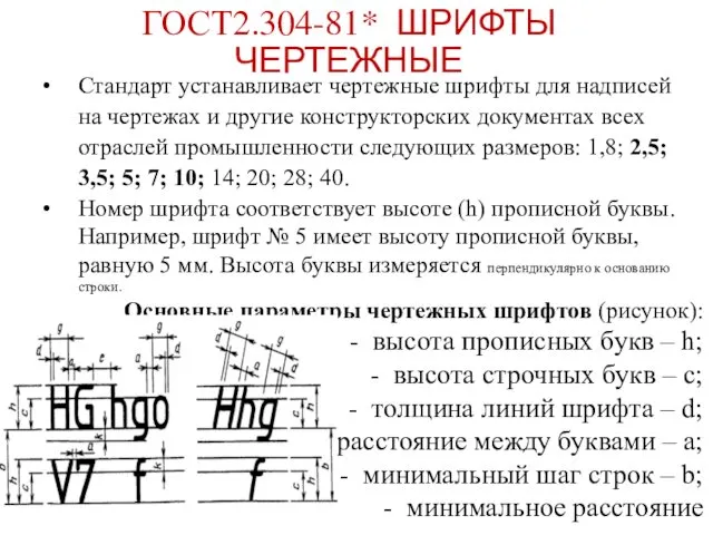 Стандарт устанавливает чертежные шрифты для надписей на чертежах и другие