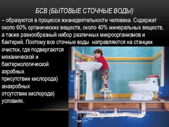 БСВ (БЫТОВЫЕ СТОЧНЫЕ ВОДЫ) – образуются в процессе жизнедеятельности человека.