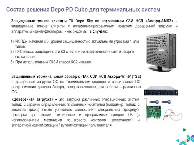 Состав решения Depo PD Cube для терминальных систем Защищенные тонкие