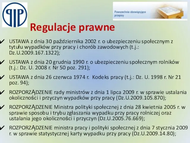 Regulacje prawne USTAWA z dnia 30 października 2002 r. o