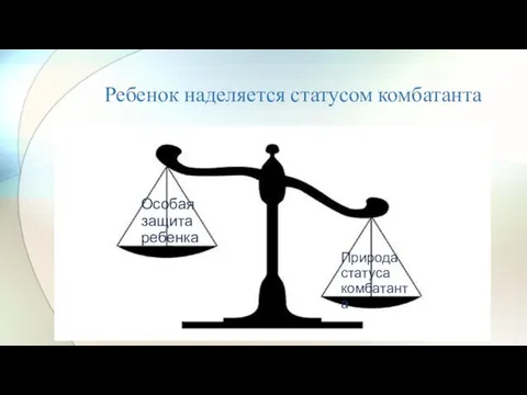 Ребенок наделяется статусом комбатанта Особая защита ребенка Природа статуса комбатанта