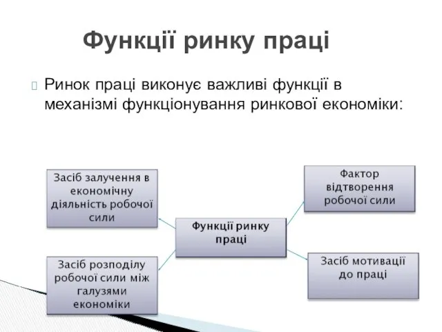 Ринок праці виконує важливі функції в механізмі функціонування ринкової економіки: Функції ринку праці