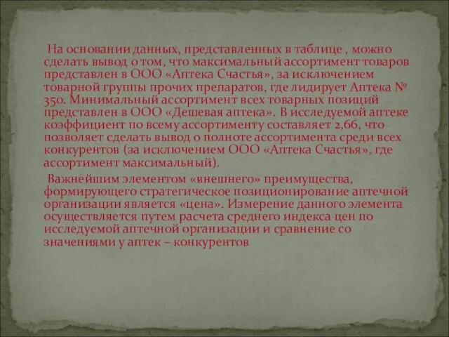 На основании данных, представленных в таблице , можно сделать вывод