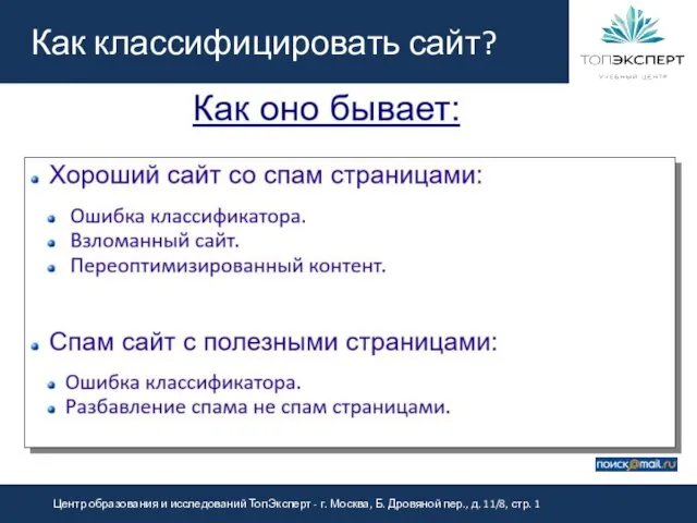 Как классифицировать сайт?