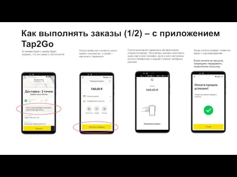 Как выполнять заказы (1/2) – с приложением Tap2Go В комментарии