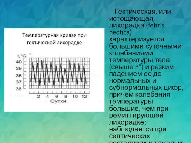 Гектическая, или истощающая, лихорадка (febris hectica) характеризуется большими суточными колебаниями