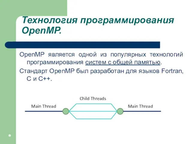 Технология программирования OpenMP. OpenMP является одной из популярных технологий программирования