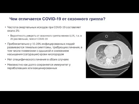 Чем отличается COVID-19 от сезонного гриппа? Частота смертельных исходов при
