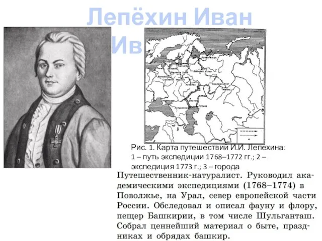 Лепёхин Иван Иванович Рис. 1. Карта путешествий И.И. Лепехина: 1 – путь экспедиции