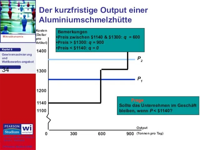 Der kurzfristige Output einer Aluminiumschmelzhütte Output (Tonnen pro Tag) Kosten