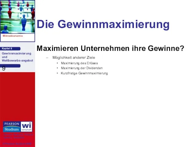 Die Gewinnmaximierung Maximieren Unternehmen ihre Gewinne? Möglichkeit anderer Ziele Maximierung