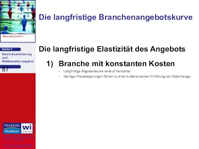 Die langfristige Elastizität des Angebots 1) Branche mit konstanten Kosten