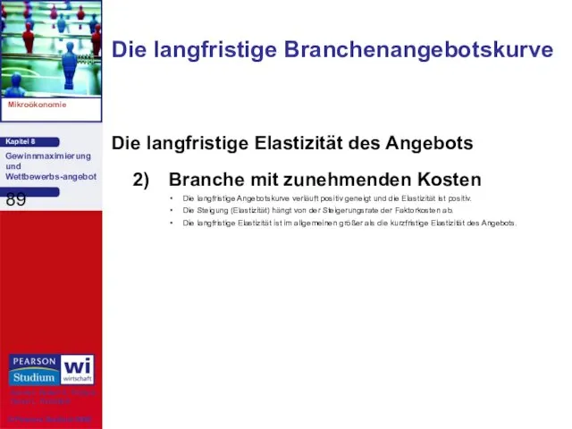 Die langfristige Elastizität des Angebots 2) Branche mit zunehmenden Kosten