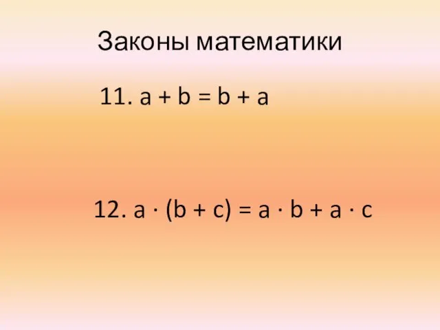 Законы математики 11. a + b = b + a