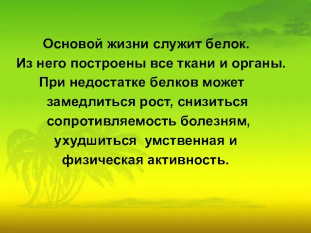 Основой жизни служит белок. Из него построены все ткани и