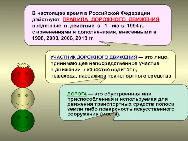 В настоящее время в Российской Федерации действуют ПРАВИЛА ДОРОЖНОГО ДВИЖЕНИЯ,