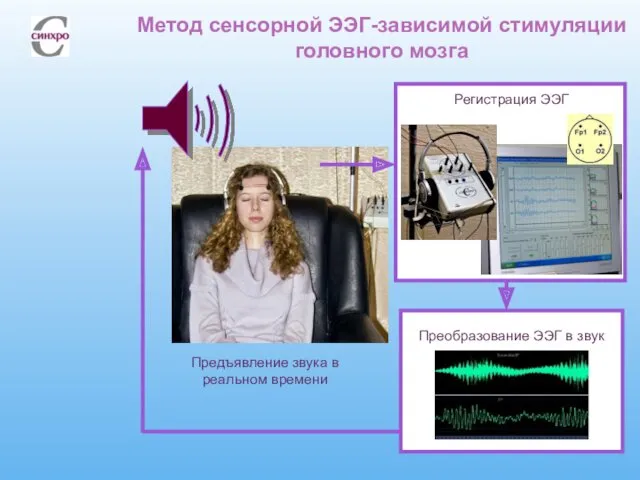 Метод сенсорной ЭЭГ-зависимой стимуляции головного мозга Преобразование ЭЭГ в звук