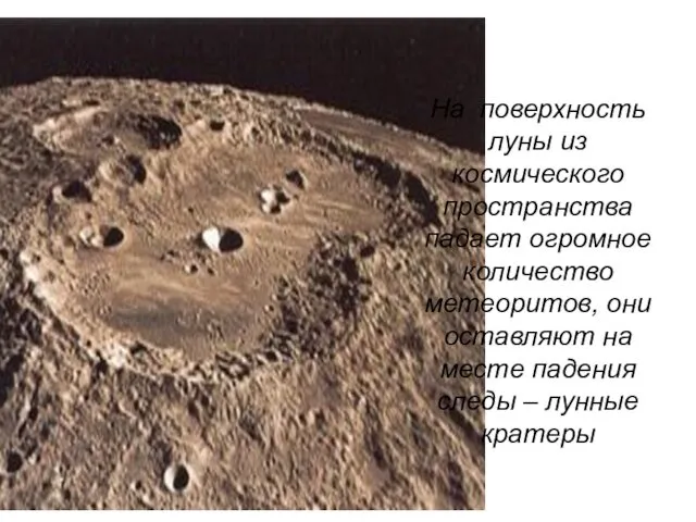 На поверхность луны из космического пространства падает огромное количество метеоритов,