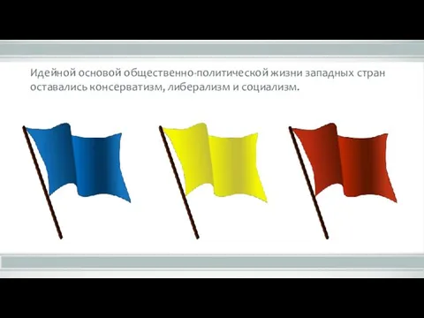 Идейной основой общественно-политической жизни западных стран оставались консерватизм, либерализм и социализм.