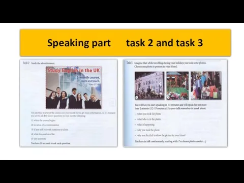 Speaking part task 2 and task 3