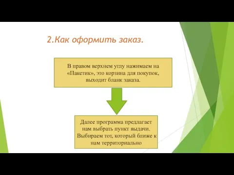 2.Как оформить заказ. В правом верхнем углу нажимаем на «Пакетик»,