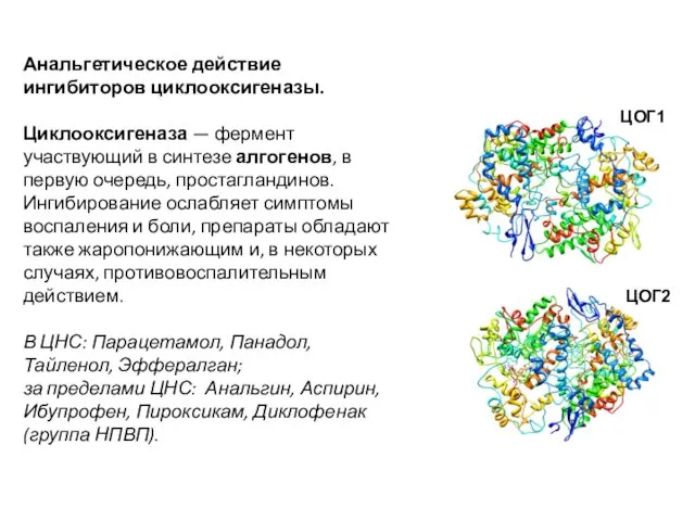 Анальгетическое действие ингибиторов циклооксигеназы. Циклооксигеназа — фермент участвующий в синтезе