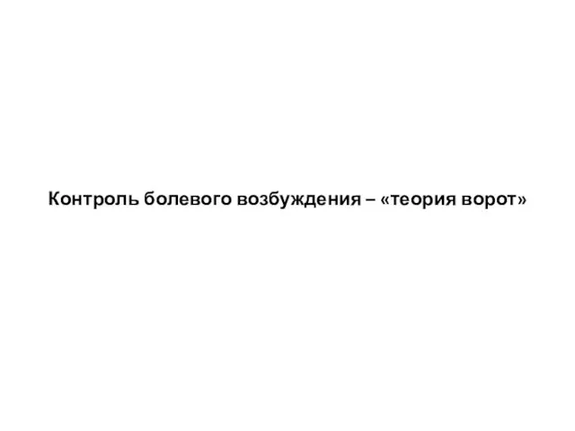 Контроль болевого возбуждения – «теория ворот»