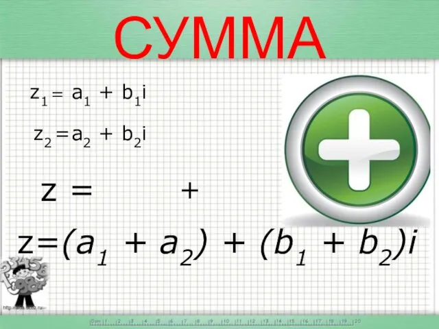 СУММА z1 = a1 + b1i z2 = a2 +