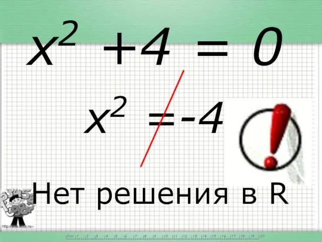x2 +4 = 0 Нет решения в R